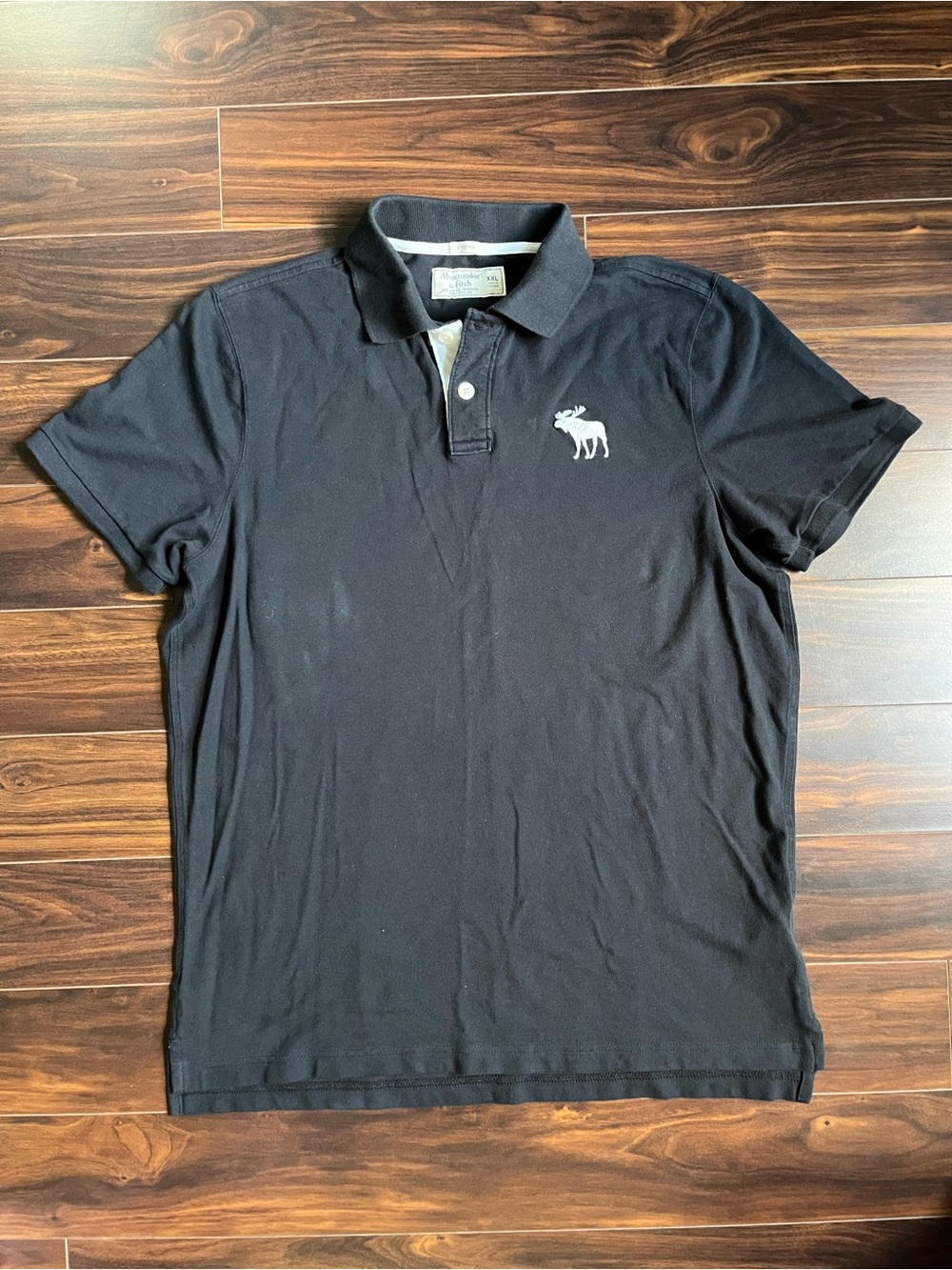 Abercrombie & Fitch Men’s Black Polo with White Moose Logo, XXL, EUC